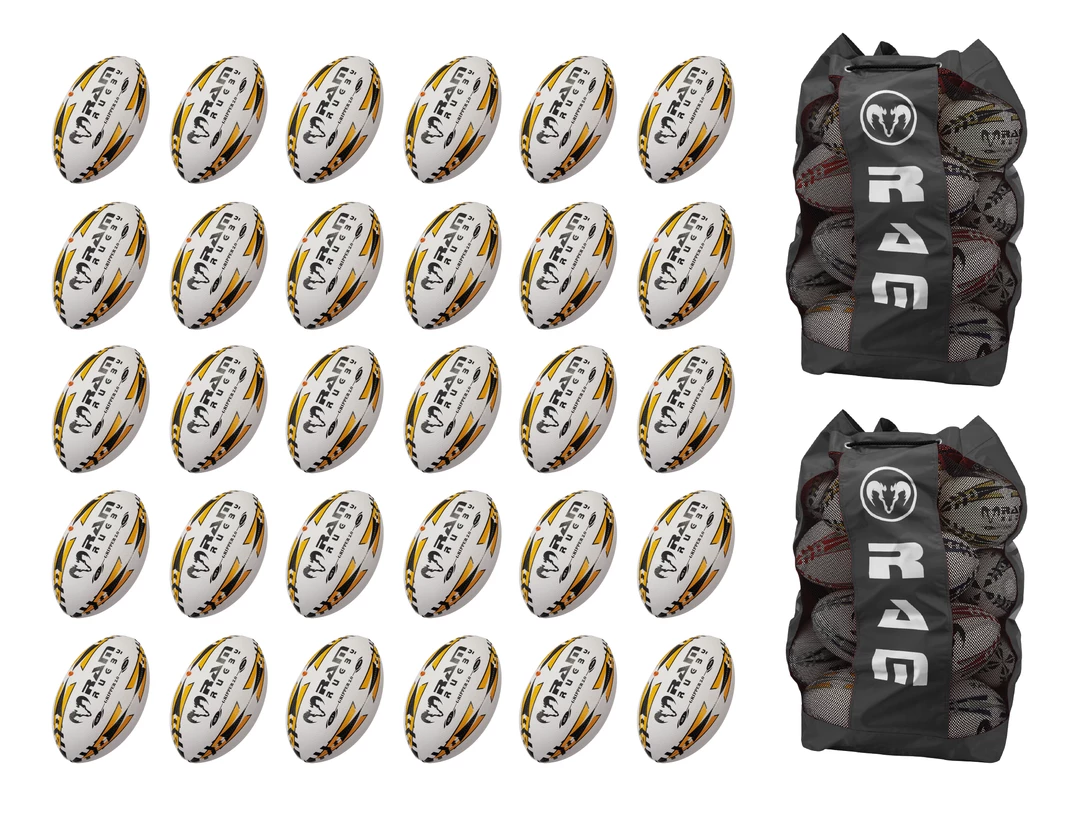 Ram Rugby Gripper 2.0 Pro Trainer Ball Bundle - 30 X Balls And 2 Bags 5 Ram Rugby Gripper 2.0 Pro Trainer Ball Bundle - 30 X Balls And 2 Bags