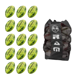 Ram Rugby Gripper 2.0 Pro Trainer Fluoro Ball Bundle - 30 X Balls And 2 Bags