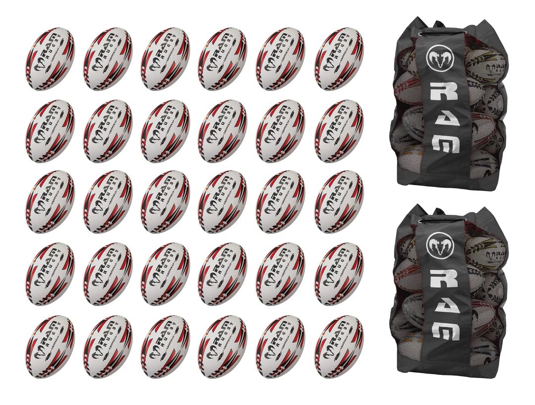 Ram Rugby Gripper 2.0 Pro Trainer Ball Bundle - 30 X Balls And 2 Bags 3 Ram Rugby Gripper 2.0 Pro Trainer Ball Bundle - 30 X Balls And 2 Bags