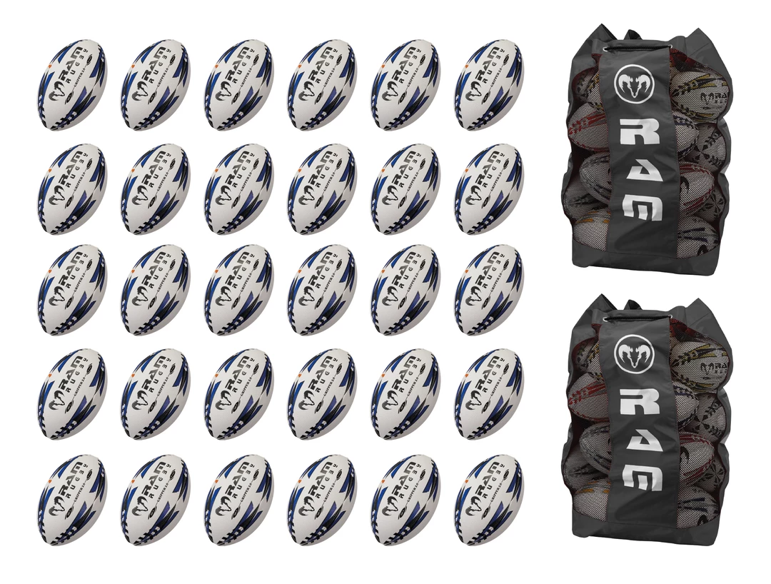 Ram Rugby Gripper 2.0 Pro Trainer Ball Bundle - 30 X Balls And 2 Bags 4 Ram Rugby Gripper 2.0 Pro Trainer Ball Bundle - 30 X Balls And 2 Bags