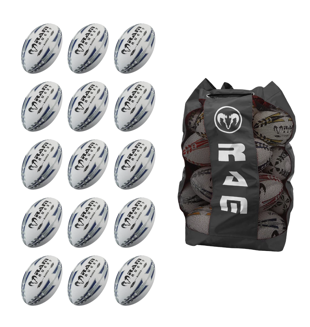 Ram Rugby Raider 2.0 Black Match Ball Bundle - 15 X Balls And Bag 3 Ram Rugby Raider 2.0 Black Match Ball Bundle - 15 X Balls And Bag