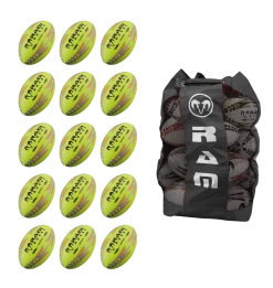 Ram Rugby Raider 2.0 Fluoro Match Ball Bundle - 15 X Balls And Bag